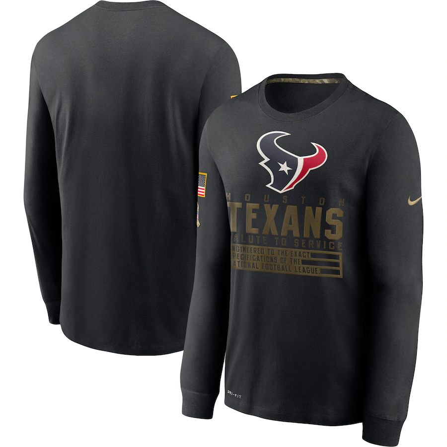 Men NFL Houston Texans T Shirt Nike Olive Salute To Service Green